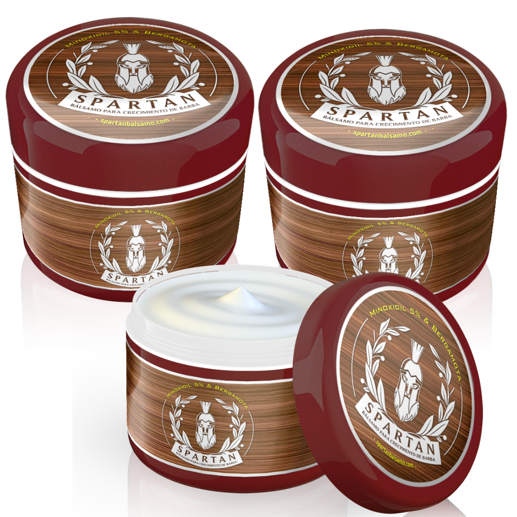 TRIO SPARTAN BÁLSAMO - Crecimiento de Barba Con Minoxidil, Bergamota & Biotina + ENVÍO GRATIS